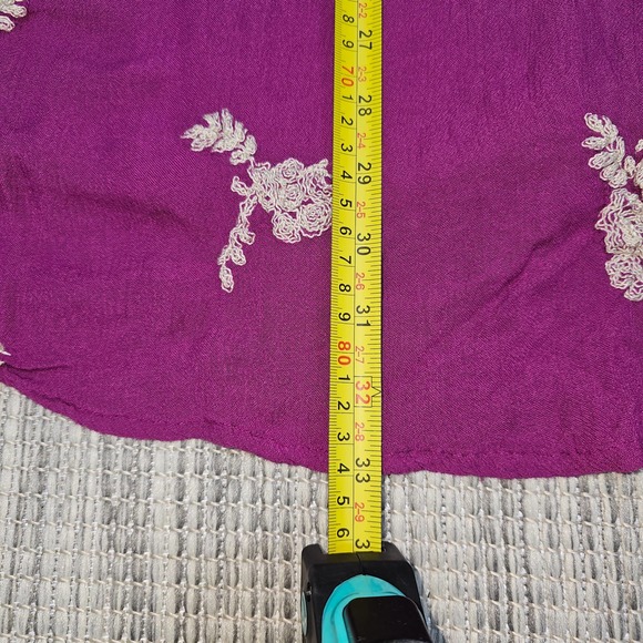 Free People Womens Size M Emma Austin Purple Embroidered Long Sleeve Mini Dress - Picture 13 of 16